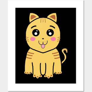 Kawaii Cute Yellow Cat Posters and Art